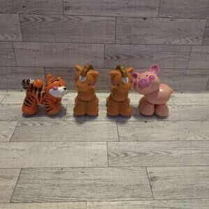 Fisher Price Peek-a-Blocks Rollin Rumsies Lot of 4 Tiger Pig Horses Vintage